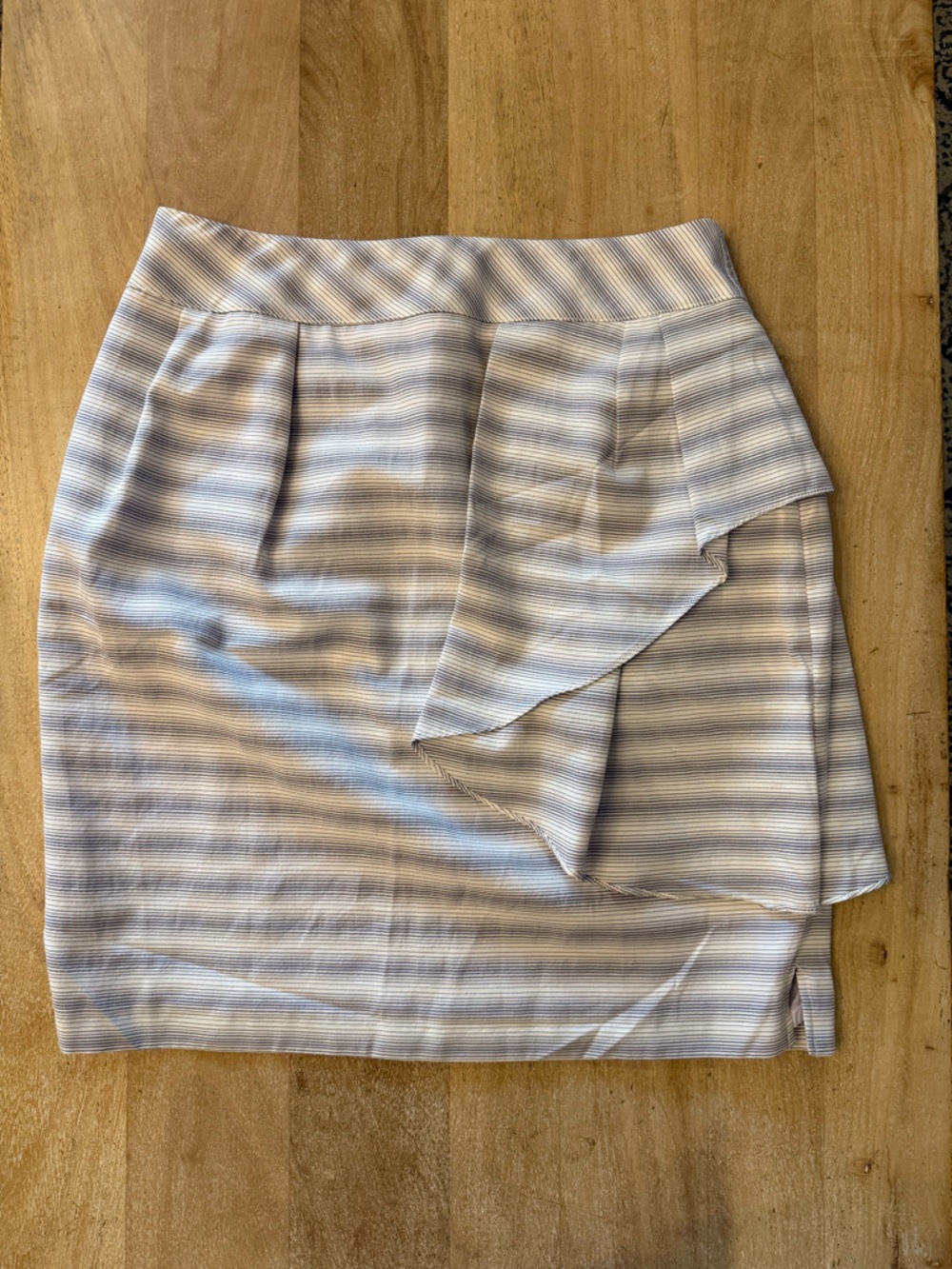 Anthropologie Yoana Baraschi Striped Ruffle Mini Skirt - Light Blue & White
